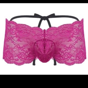 Mens Floral Strappy Bulge Pouch Low Rise Lace Sissy Panties Underwear L